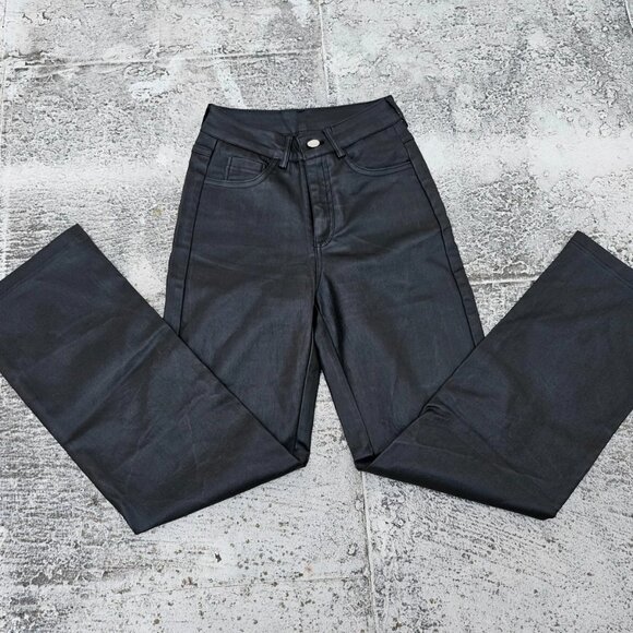 Shein Girl Pant Black Faux Leather Pant Straight Size Petite XS - Picture 1 of 11